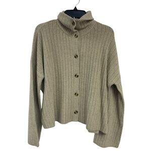 New Aerie Womens Small Long Sleeve Button Up Ribbed High Neck Cardigan Sweater